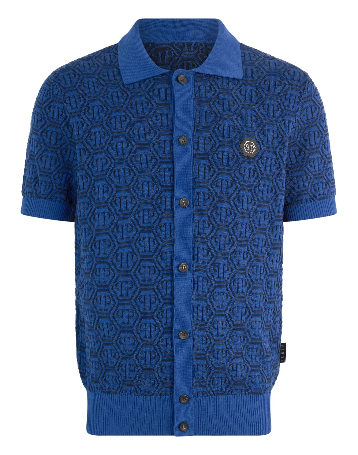 Buttoned-Up Polo Shirt Jacquard Monogram, цвет: Синий