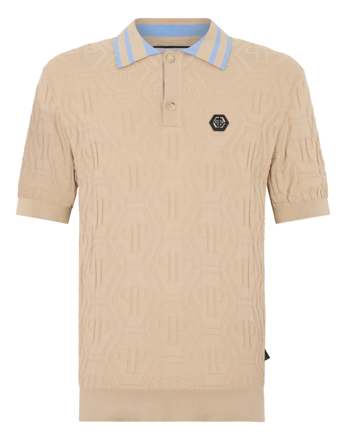 Knitted Polo T-Shirt Jacquard Monogram, цвет: Бежевый