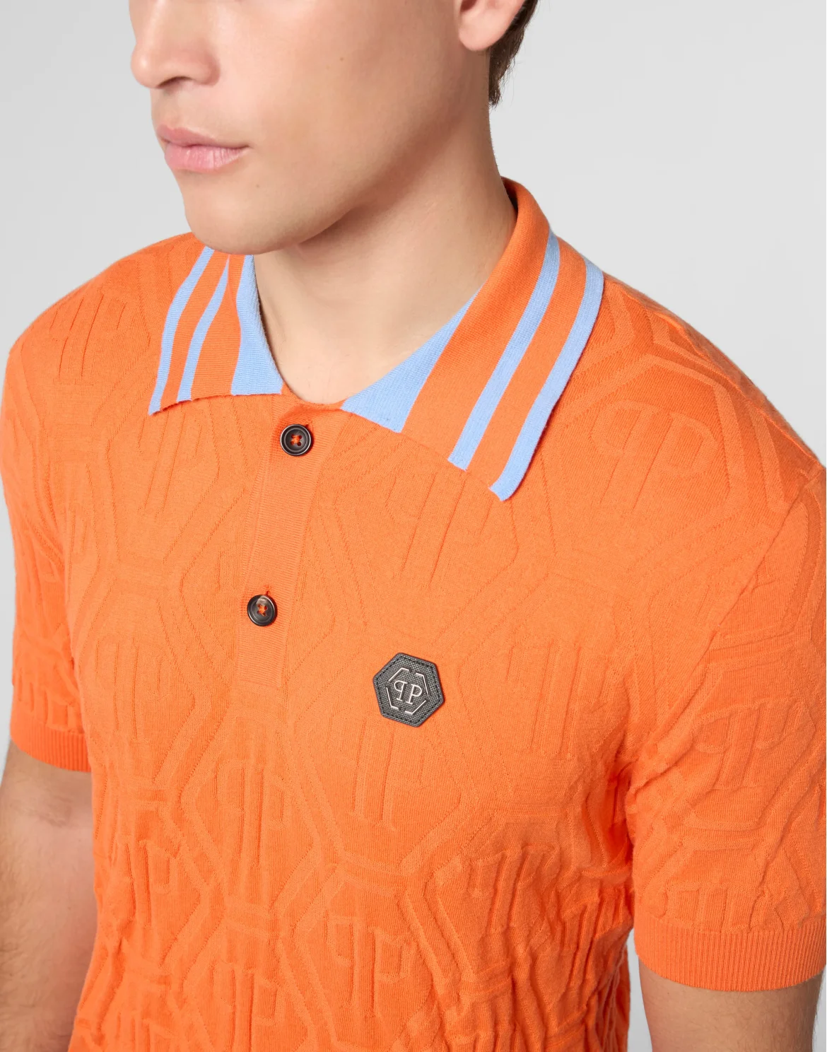 Knitted Polo T-Shirt Jacquard Monogram, цвет: Оранжевый