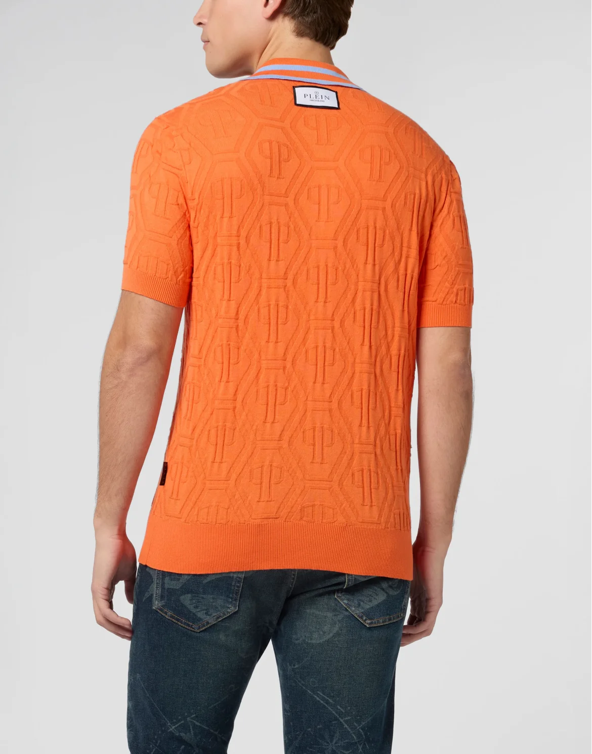 Knitted Polo T-Shirt Jacquard Monogram, цвет: Оранжевый