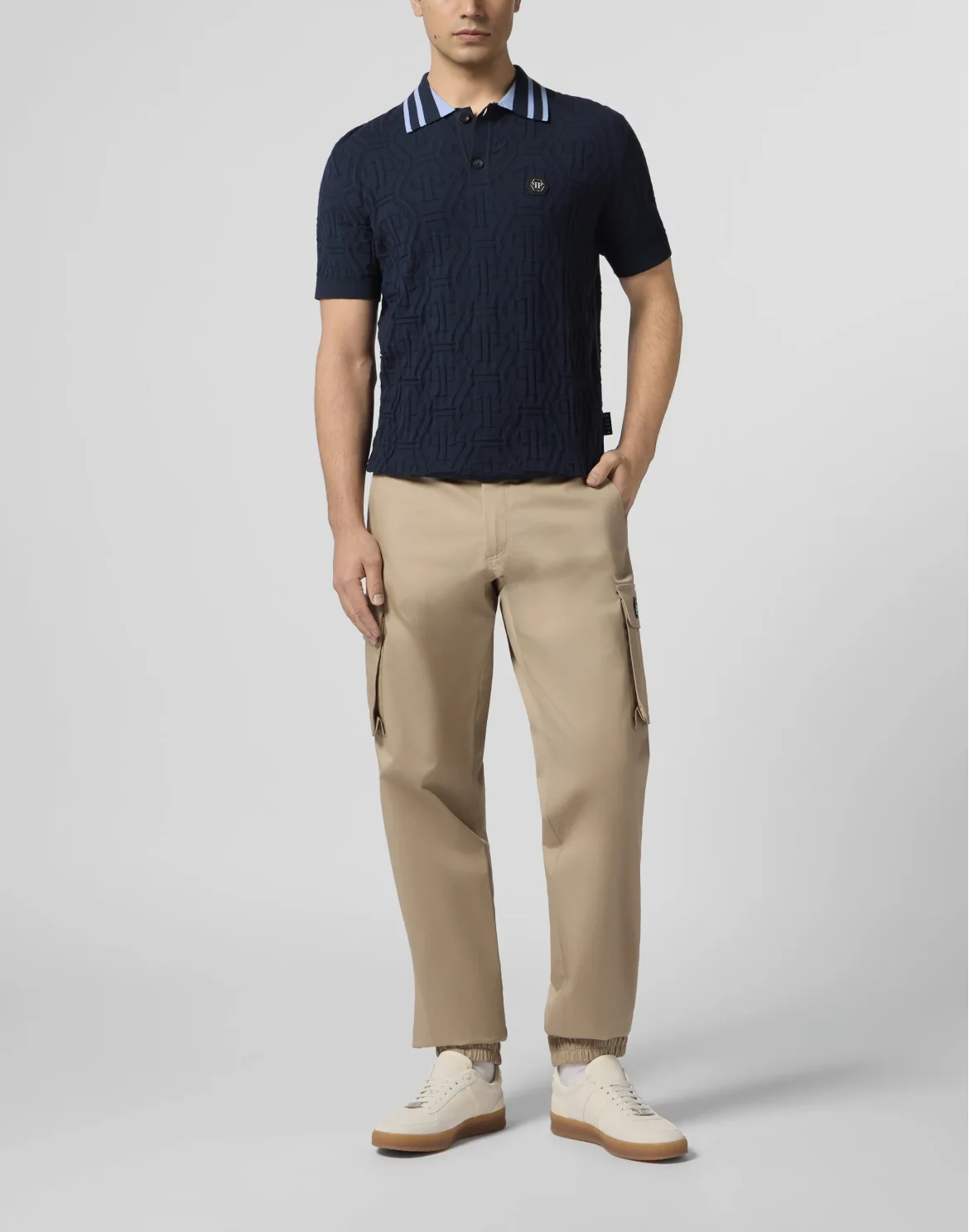 Knitted Polo T-Shirt Jacquard Monogram, цвет: Синий