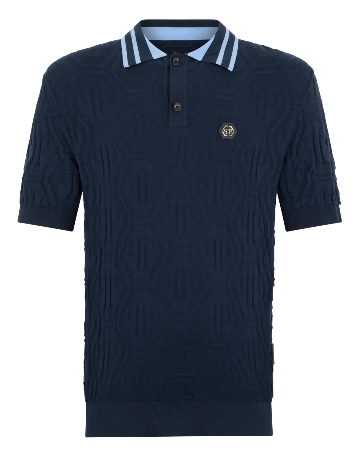 Knitted Polo T-Shirt Jacquard Monogram, цвет: Синий