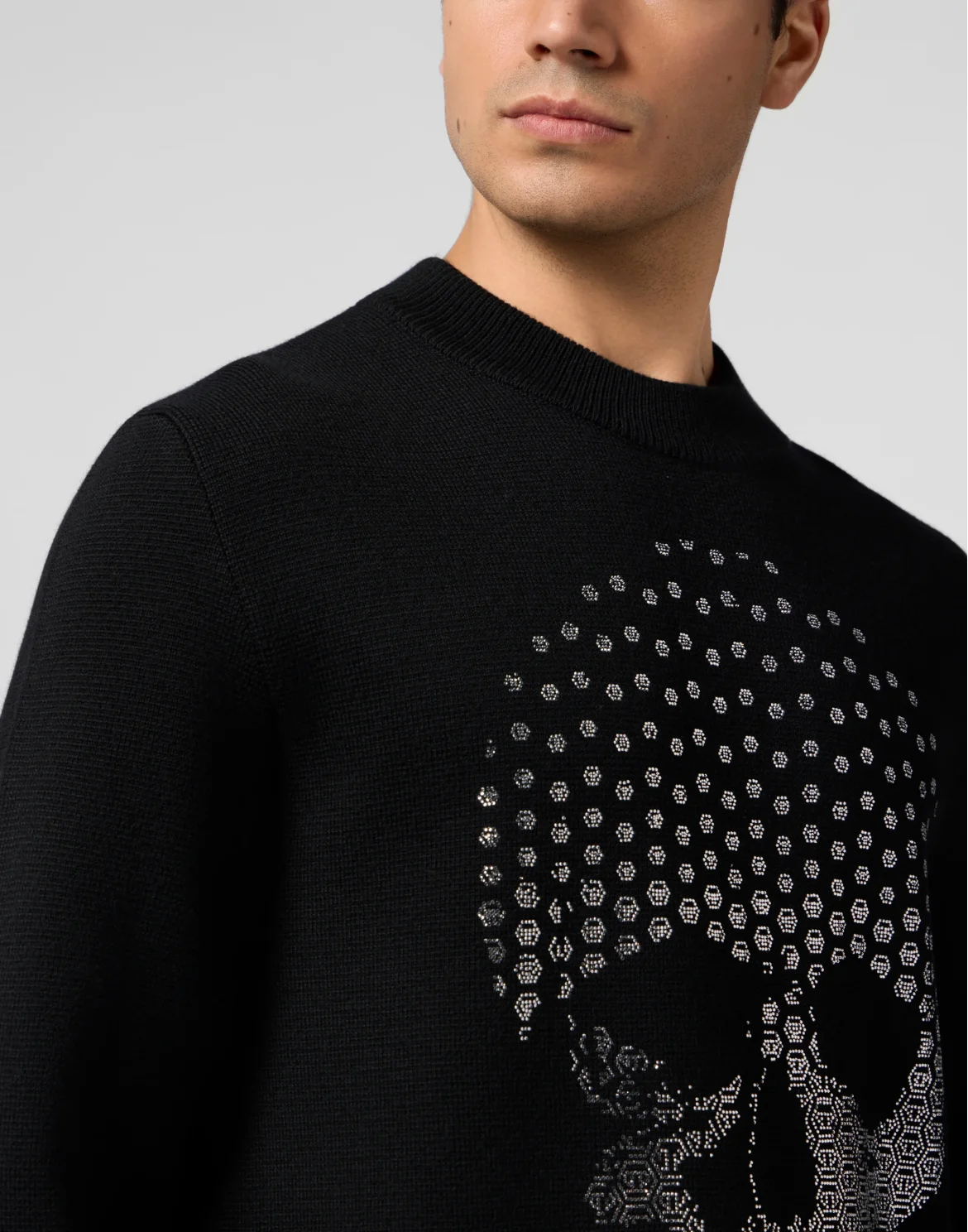 Round Neck Pullover Degrade Skull Strass Skull Strass, цвет: Черный