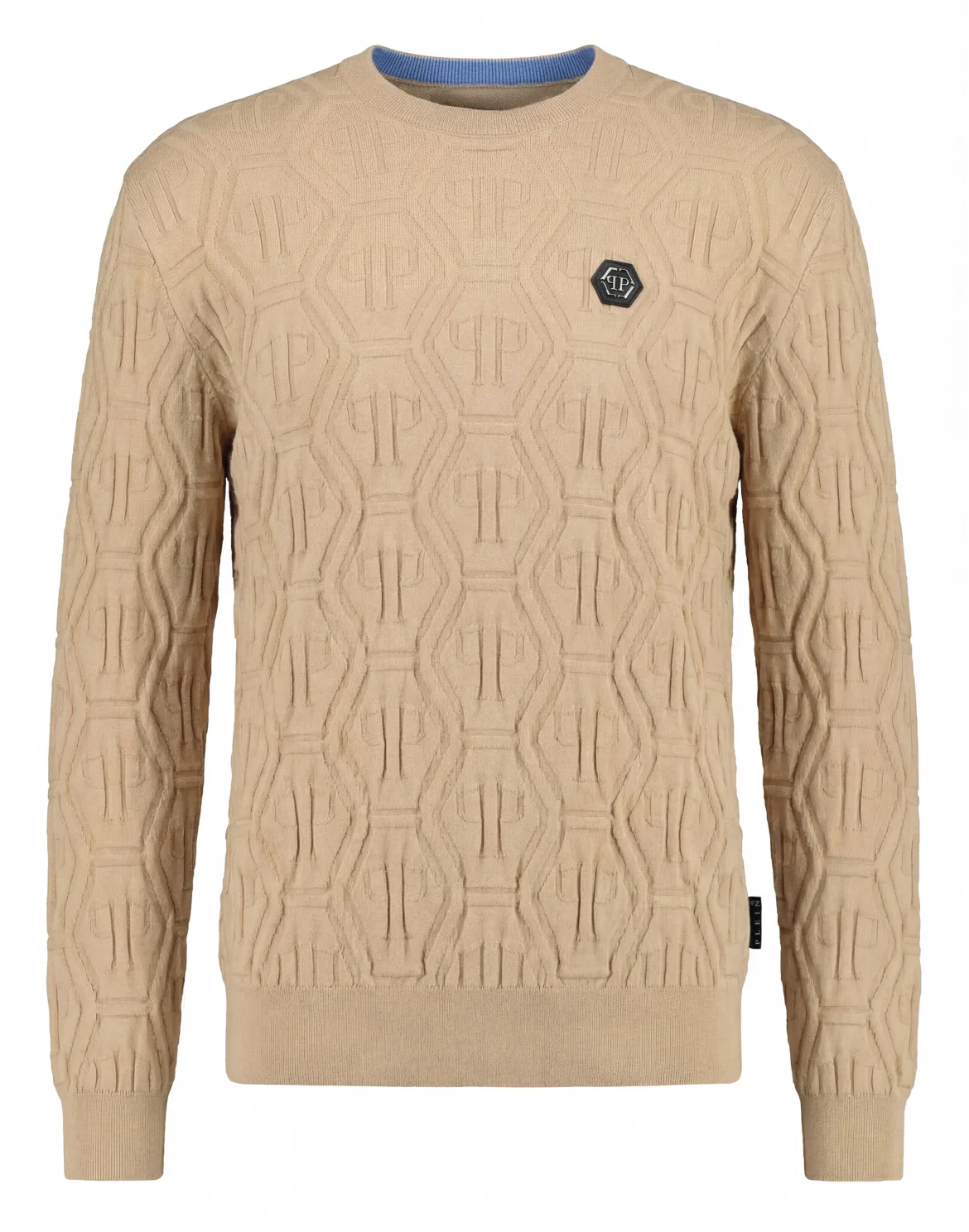 Jacquard Round Neck Pullover Monogram, цвет: Бежевый
