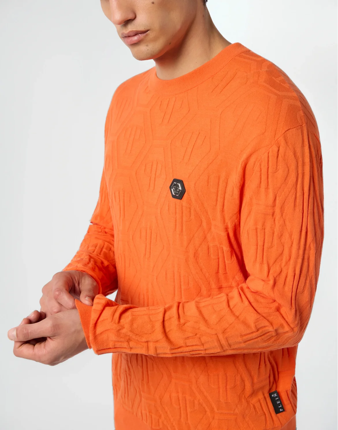 Jacquard Round Neck Pullover Monogram, цвет: Оранжевый