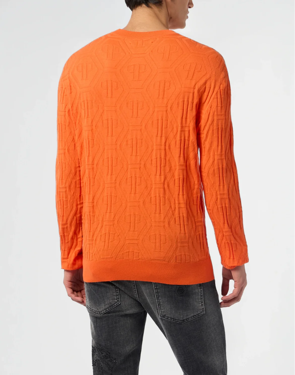 Jacquard Round Neck Pullover Monogram, цвет: Оранжевый