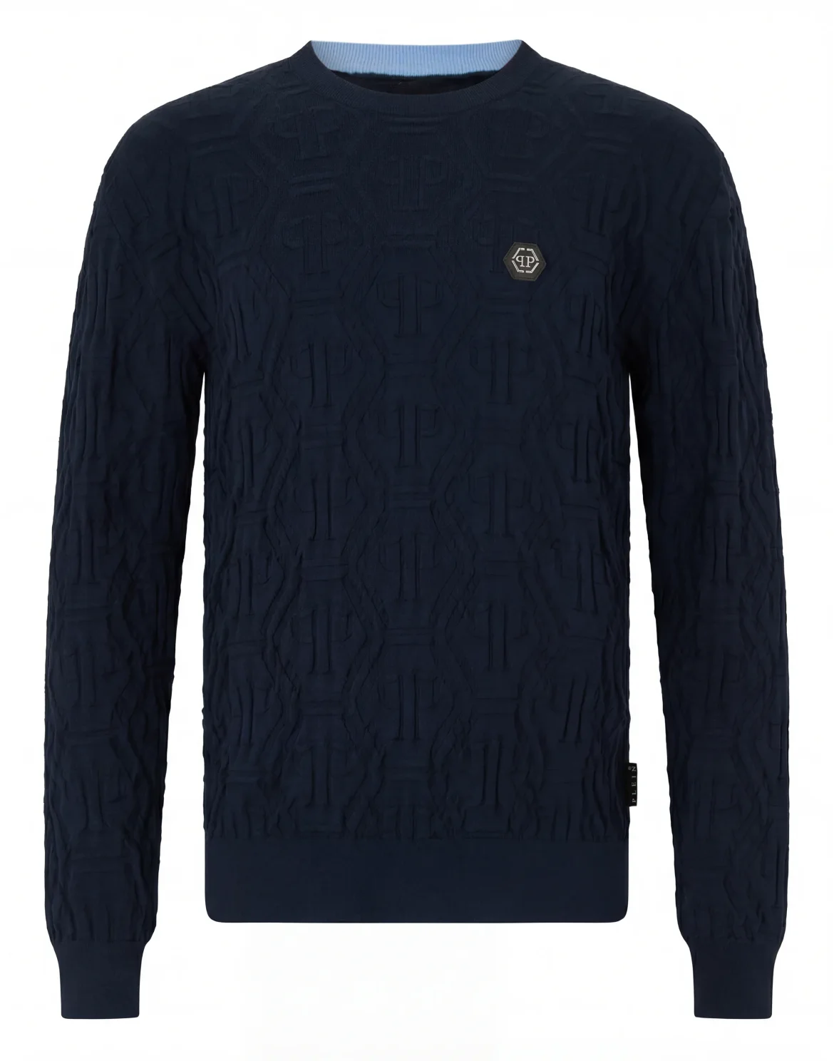 Jacquard Round Neck Pullover Monogram, цвет: Синий