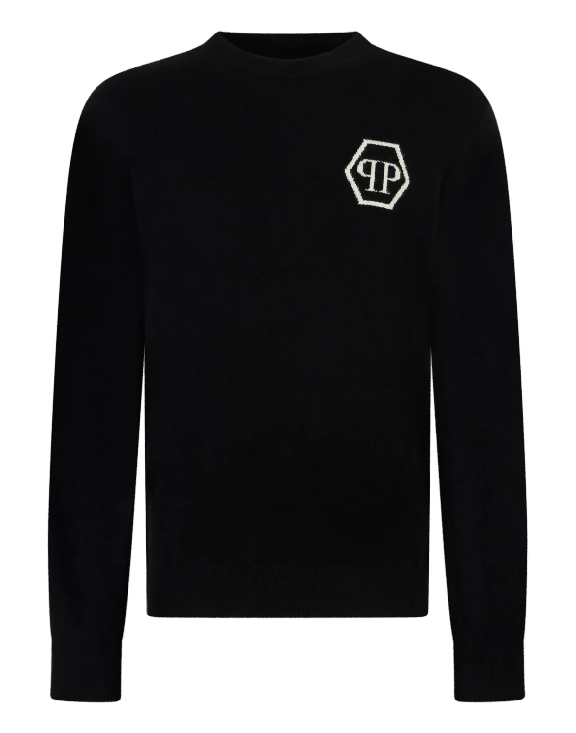 Cashmere Roundneck Pullover Jacquard Hexagon, цвет: Черный