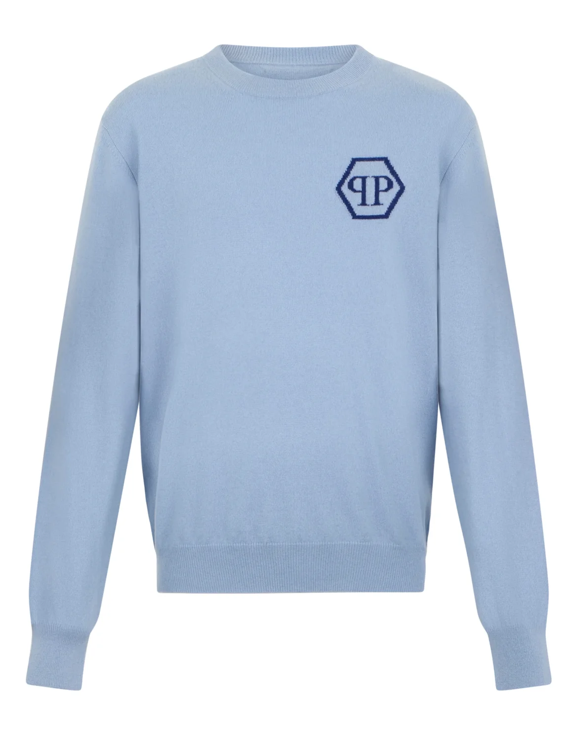 Cashmere Roundneck Pullover Jacquard Hexagon, цвет: Голубой