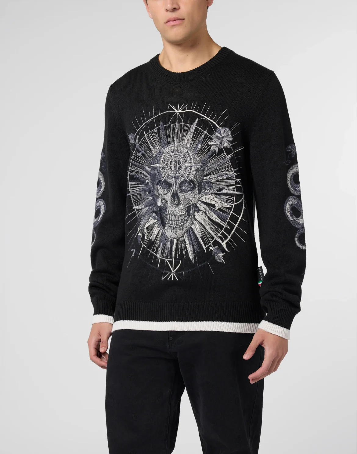 Round Neck Pullover Tattoo, цвет: Черный