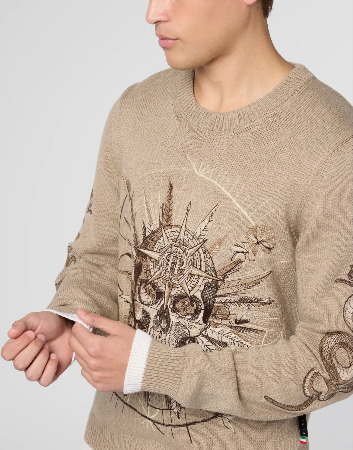 Round Neck Pullover Tattoo, цвет: Бежевый