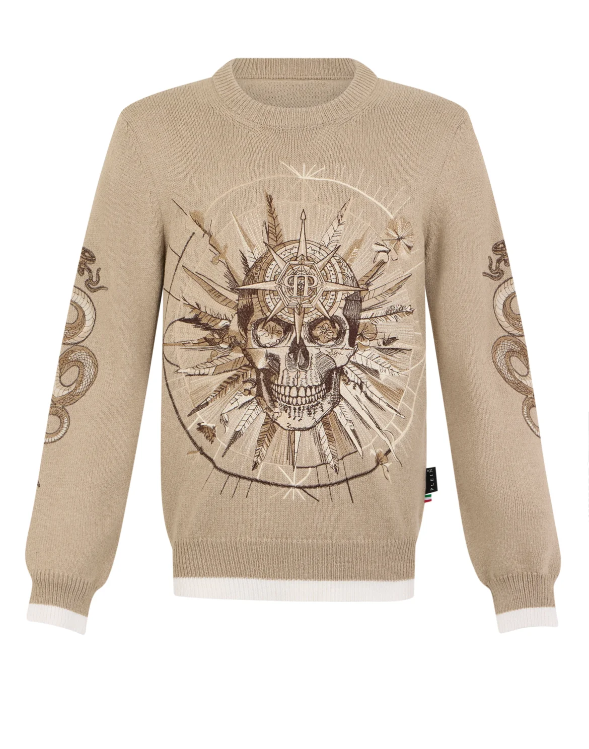 Round Neck Pullover Tattoo, цвет: Бежевый