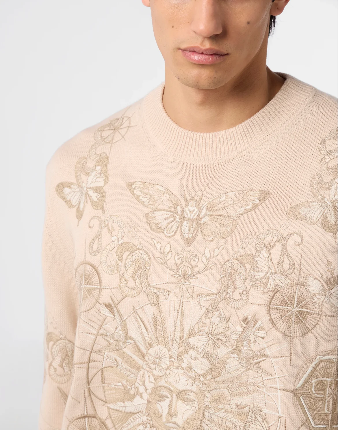 Round Neck Pullover Tattoo, цвет: Бежевый