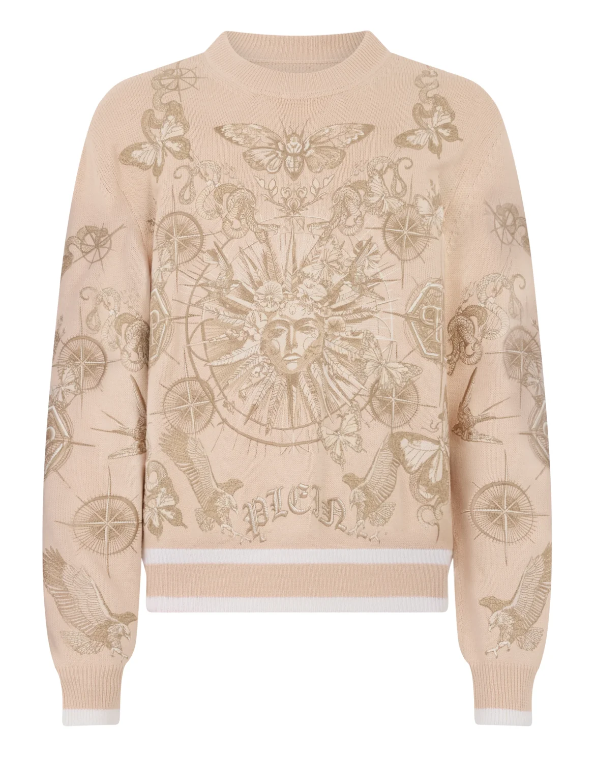 Round Neck Pullover Tattoo, цвет: Бежевый