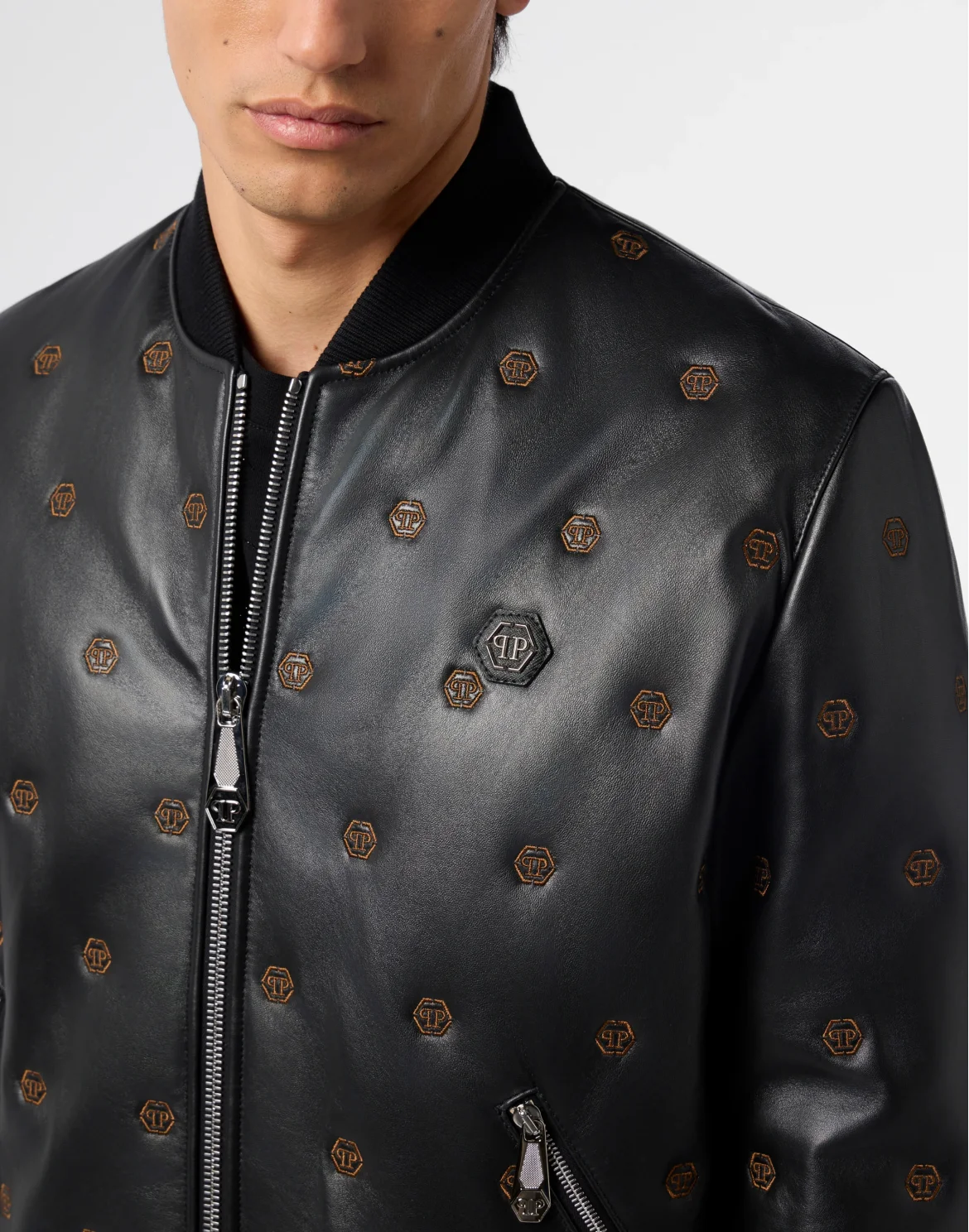 Embroidered Nappa Leather Bomber Monogram Monogram, цвет: Черный