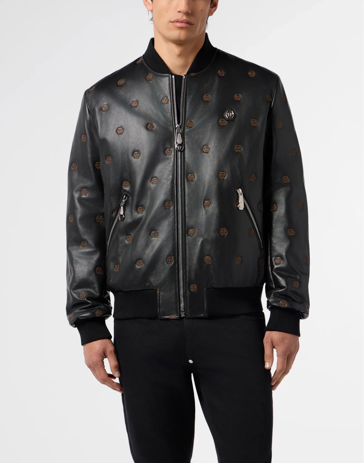 Embroidered Nappa Leather Bomber Monogram Monogram, цвет: Черный
