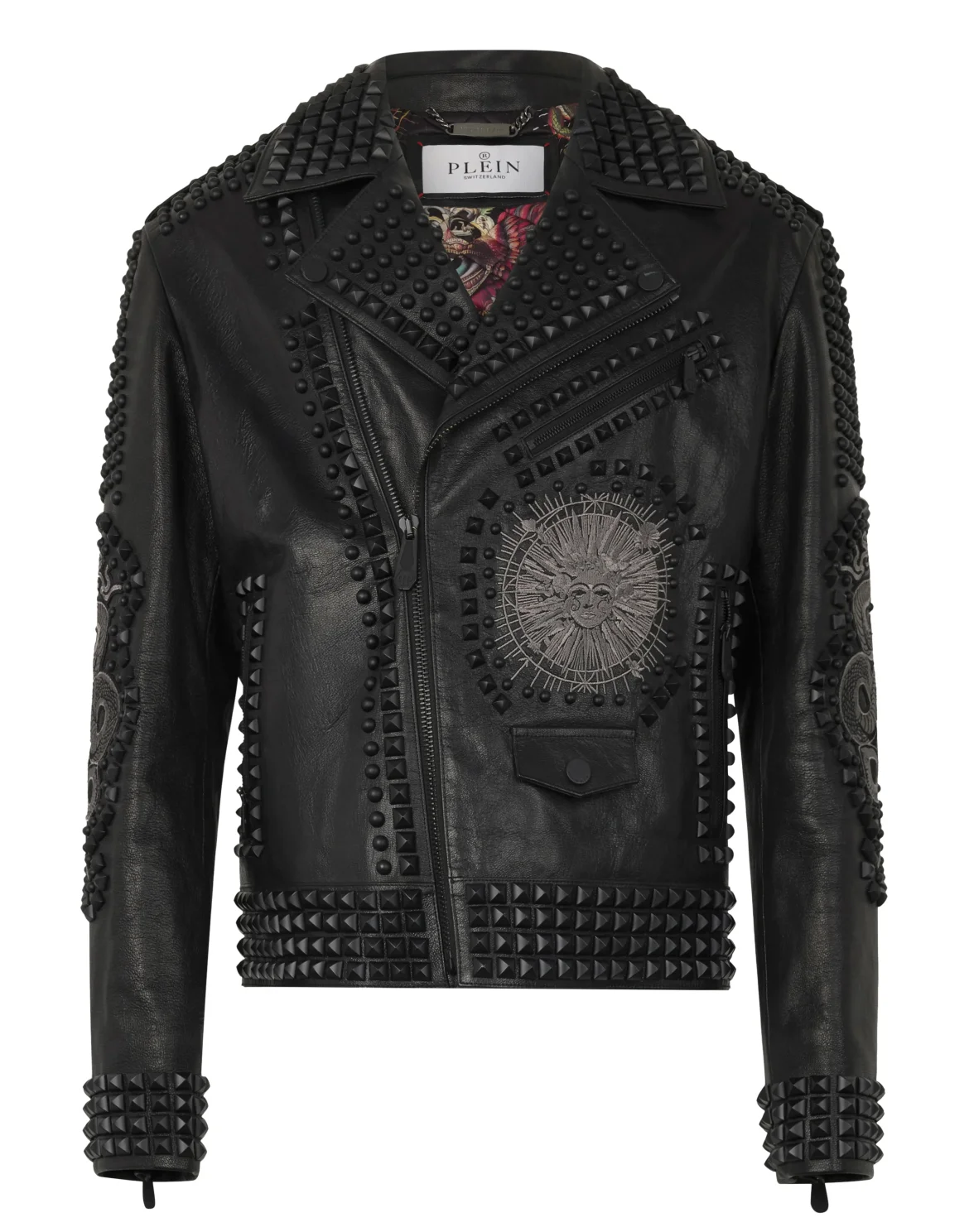 Vintage Leather Biker Jacket Tattoo Patches & Studs, цвет: Черный