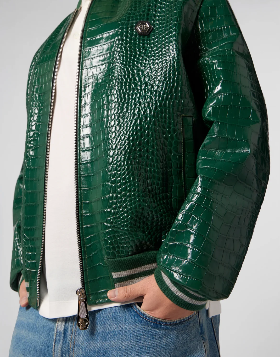 Leather Bomber Jacket Cocco, цвет: Зеленый