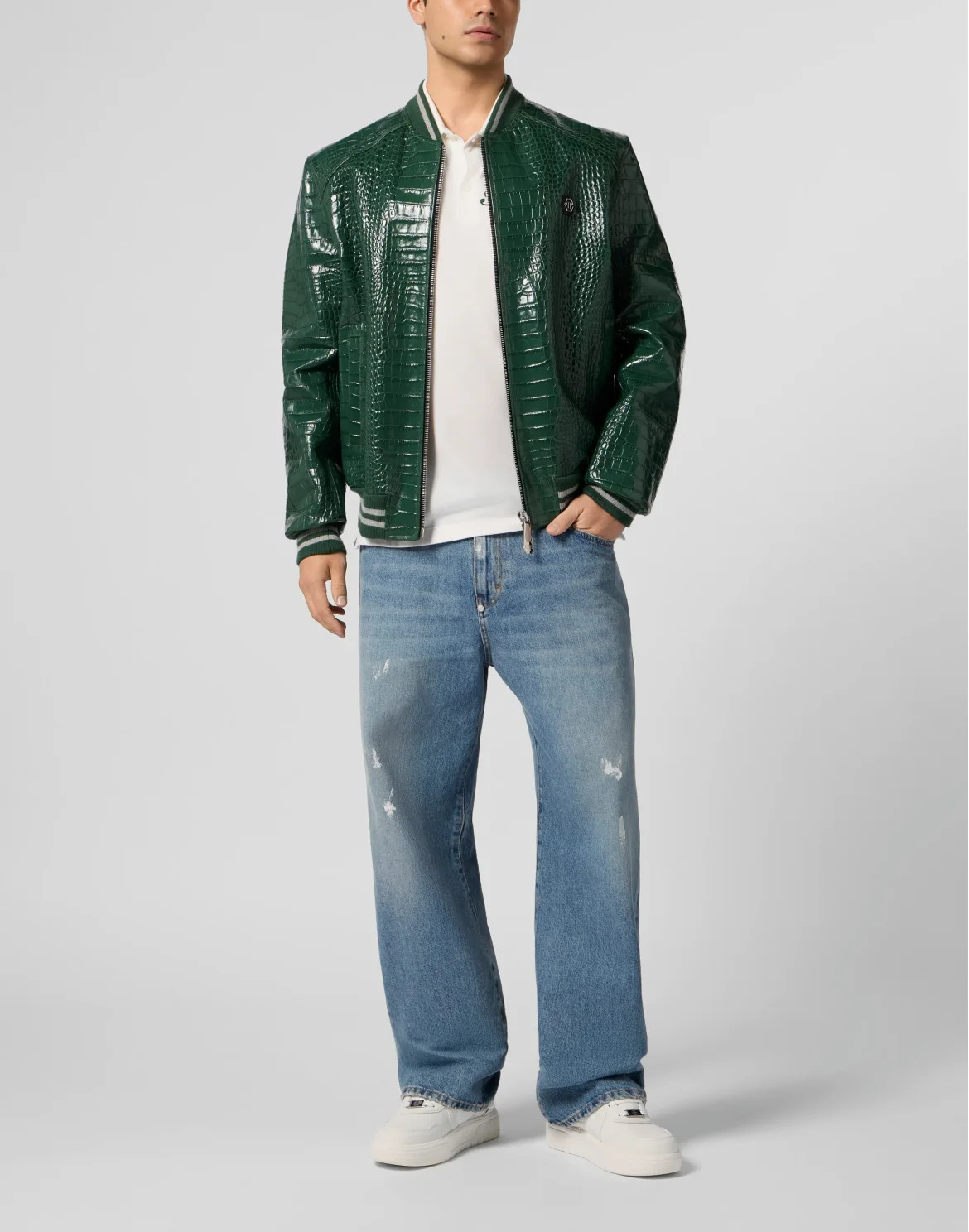 Leather Bomber Jacket Cocco, цвет: Зеленый