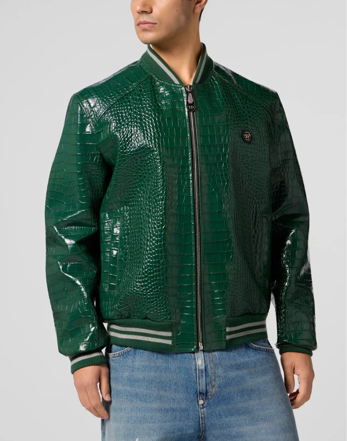 Leather Bomber Jacket Cocco, цвет: Зеленый