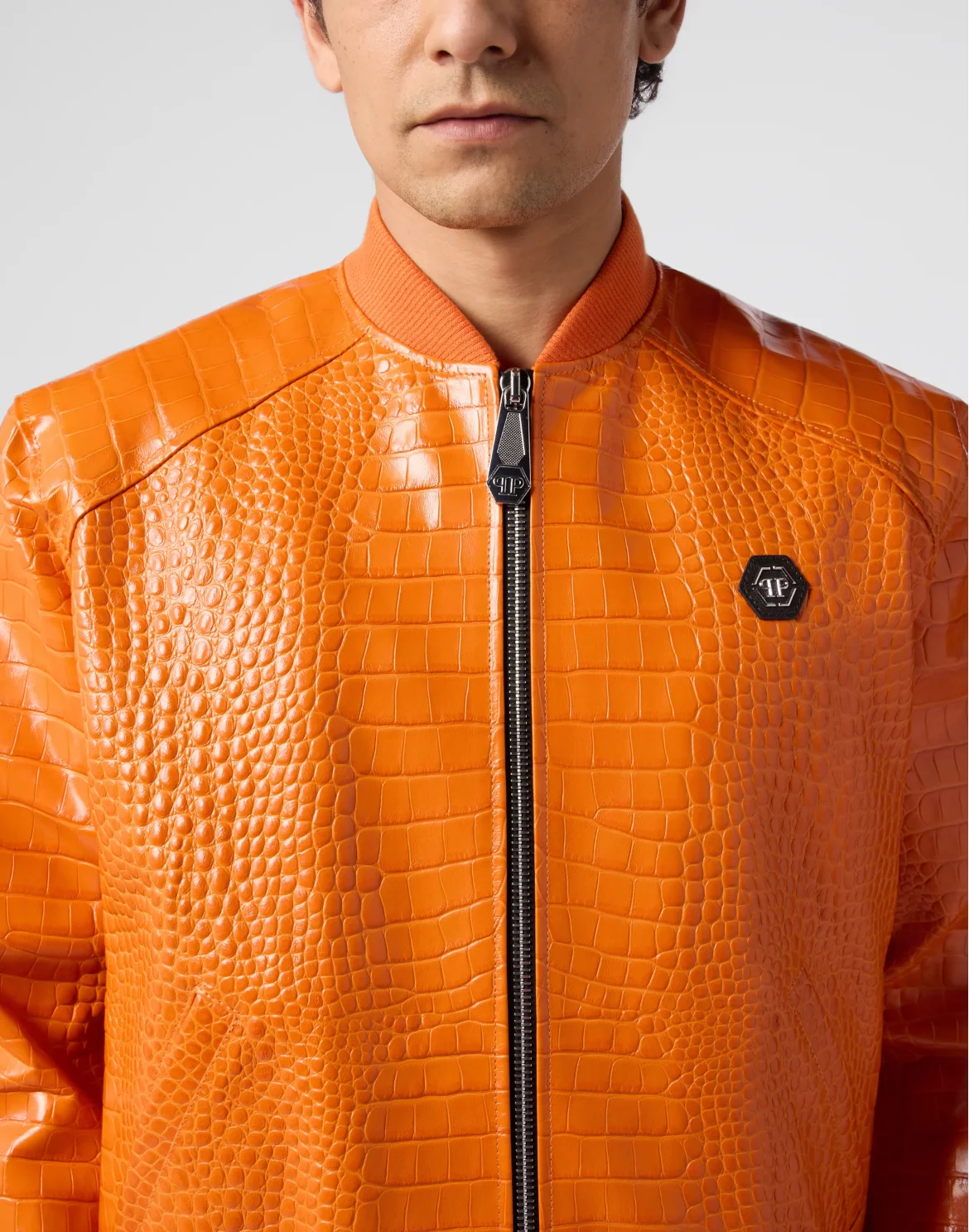 Leather Bomber Jacket Cocco, цвет: Оранжевый