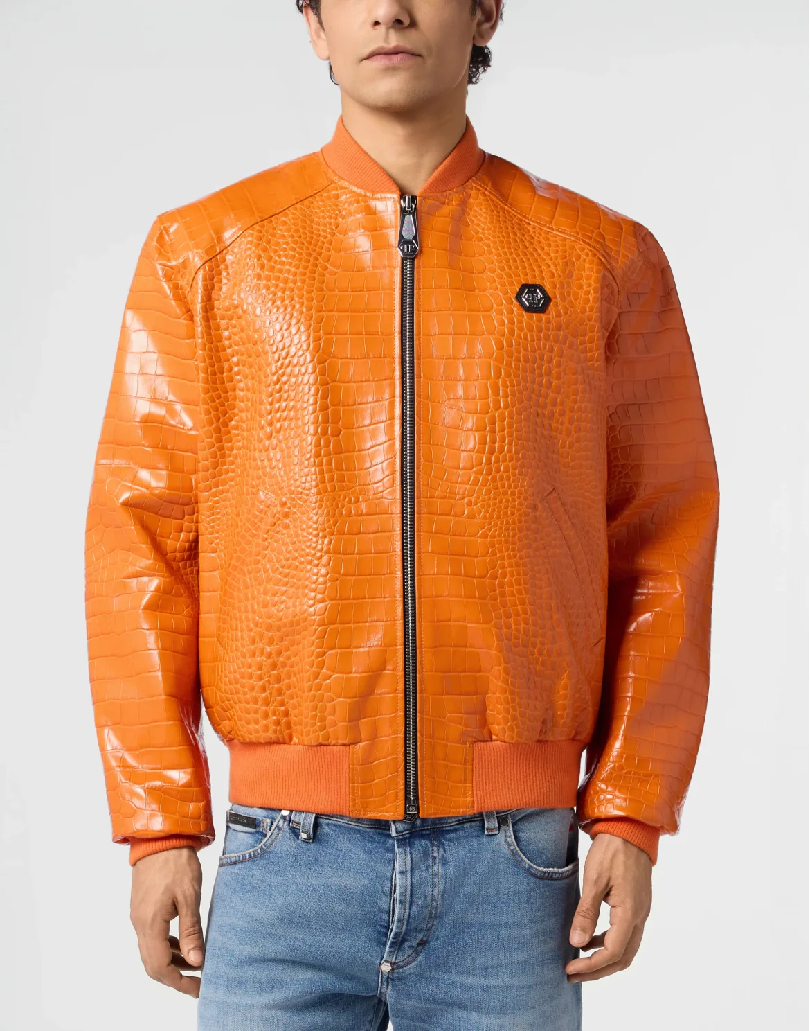 Leather Bomber Jacket Cocco, цвет: Оранжевый