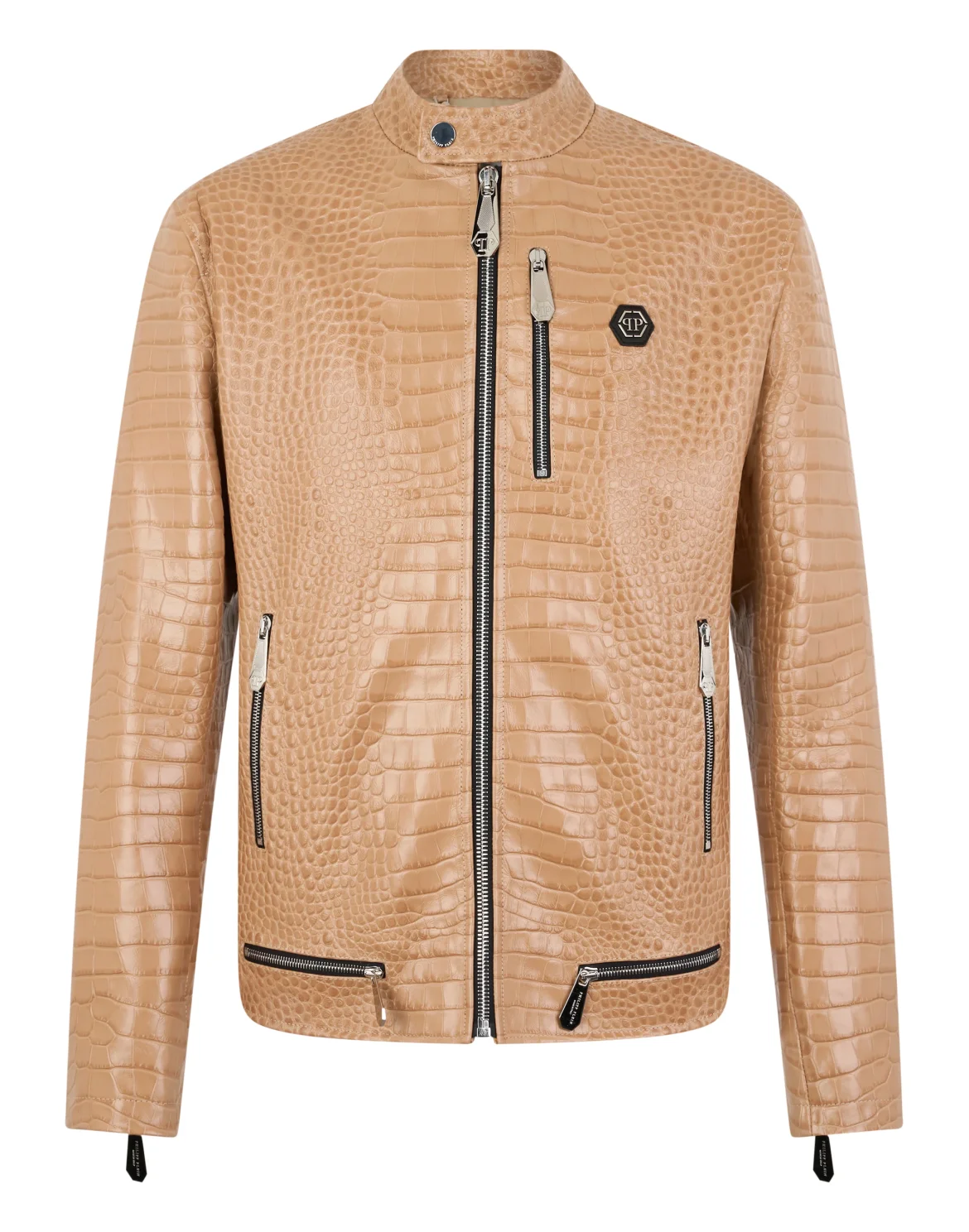 Leather Moto Jacket Cocco, цвет: Бежевый