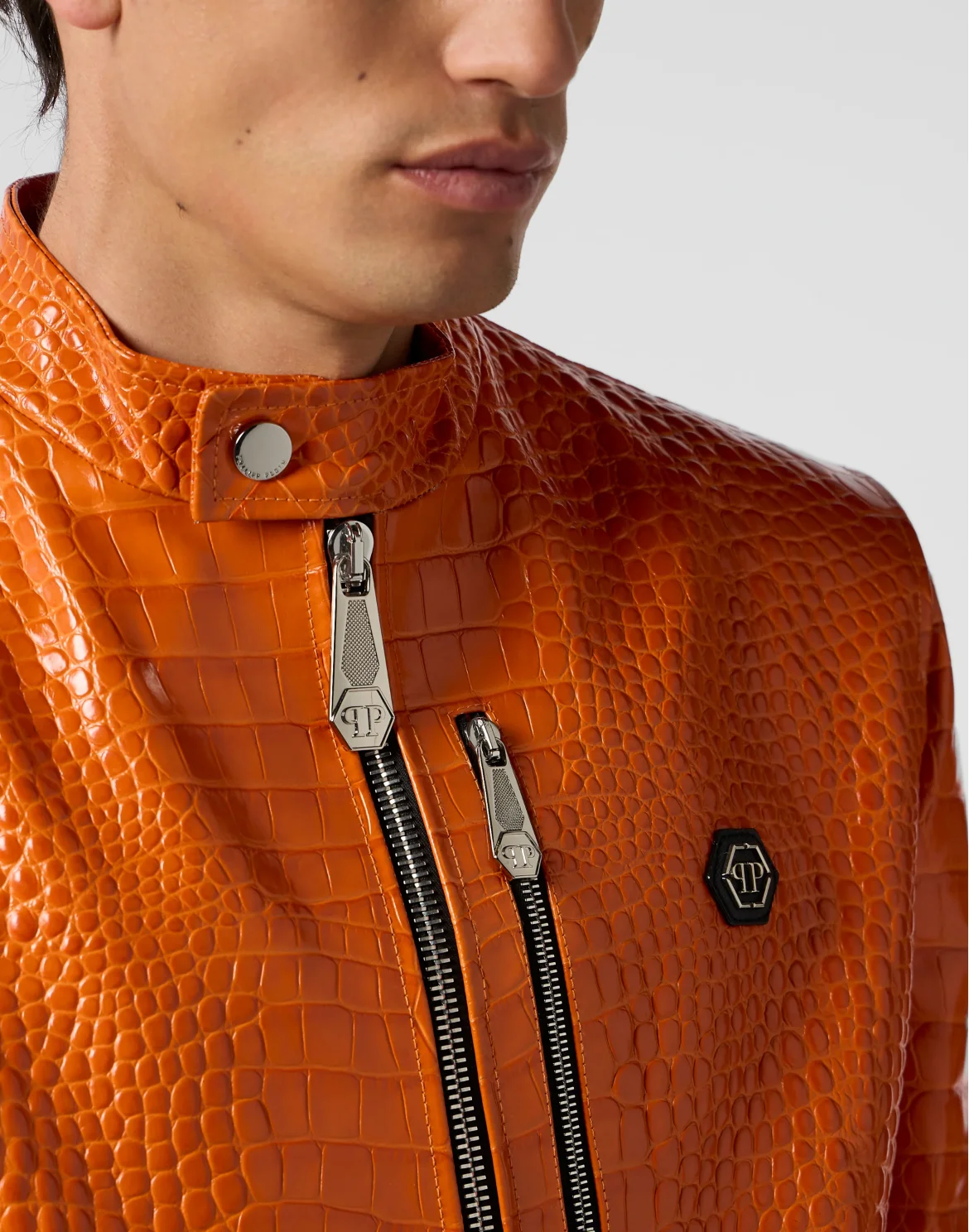 Leather Moto Jacket Cocco, цвет: Оранжевый