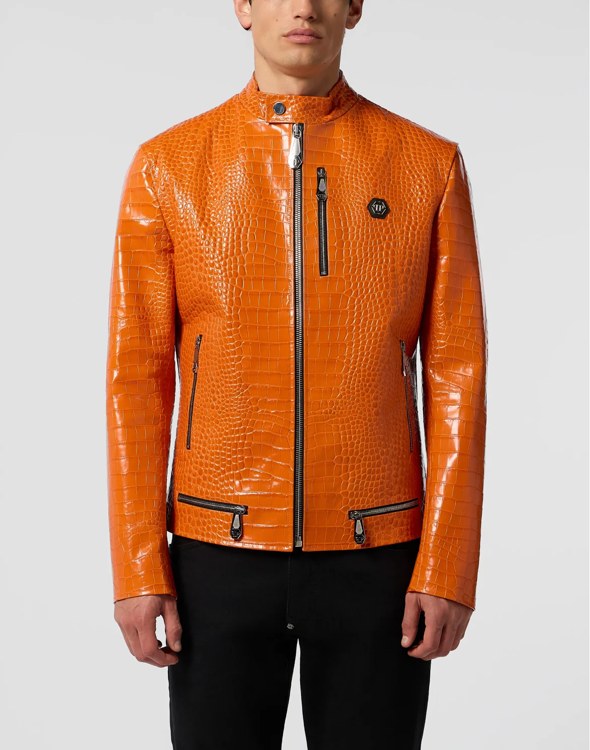 Leather Moto Jacket Cocco, цвет: Оранжевый
