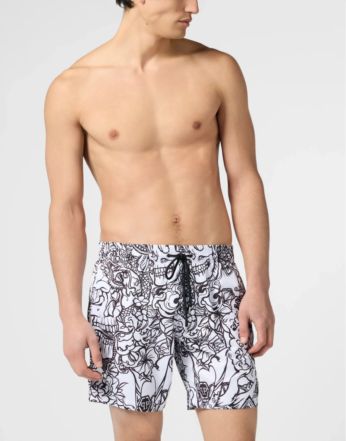 Nylon Shorts Skull Dragon, цвет: Белый