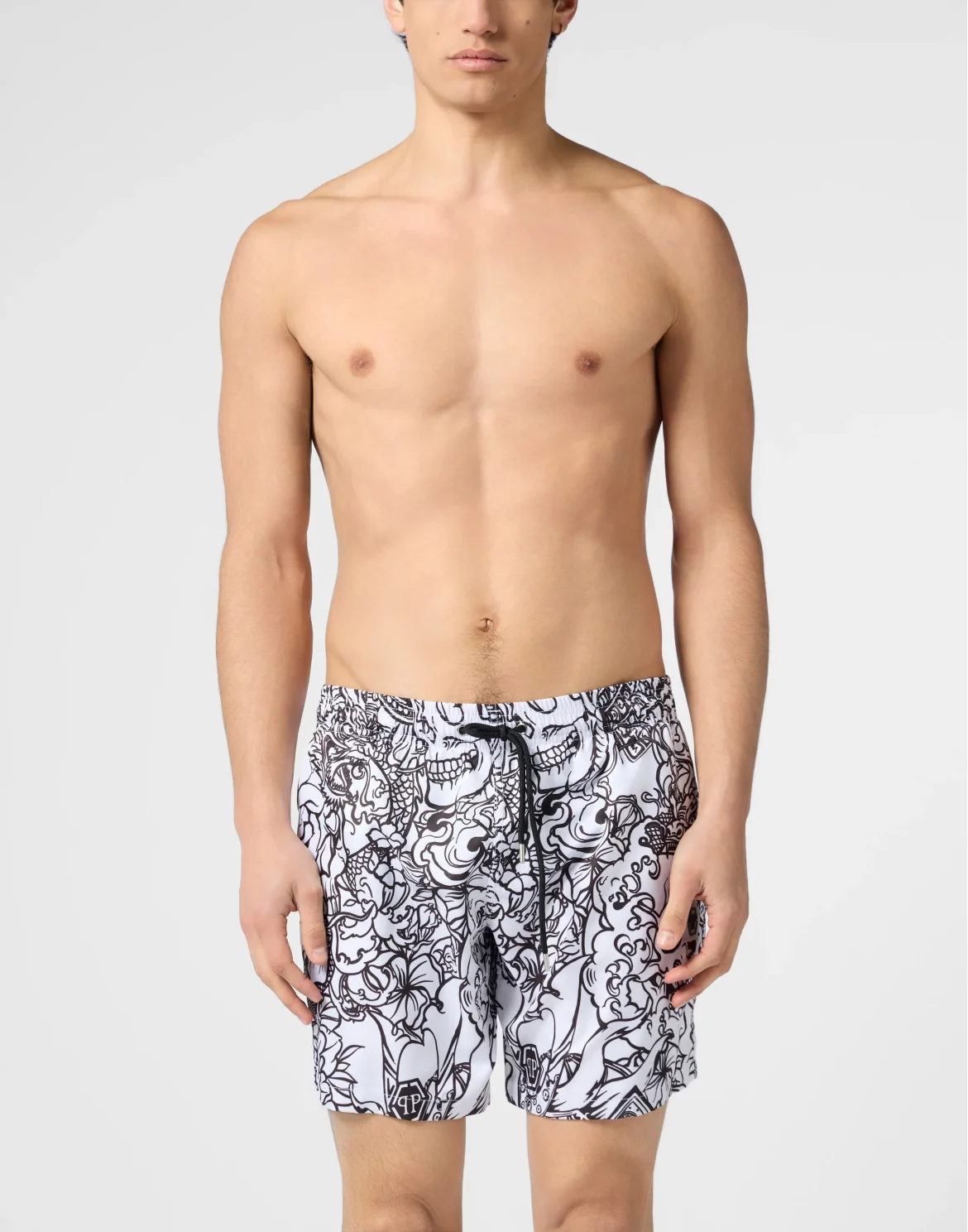 Nylon Shorts Skull Dragon, цвет: Белый