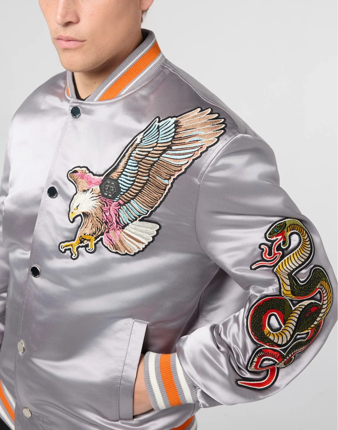 Shiny Satin Bomber Tattoo Patches, цвет: Серый