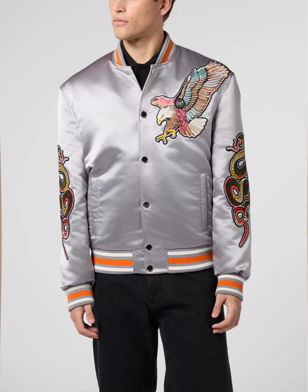 Shiny Satin Bomber Tattoo Patches, цвет: Серый