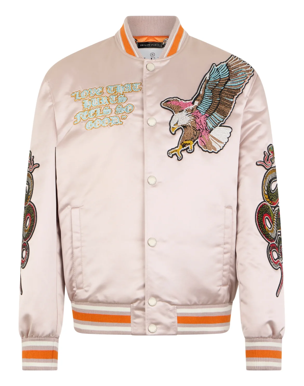 Shiny Satin Bomber Tattoo Patches Strass, цвет: Бежевый