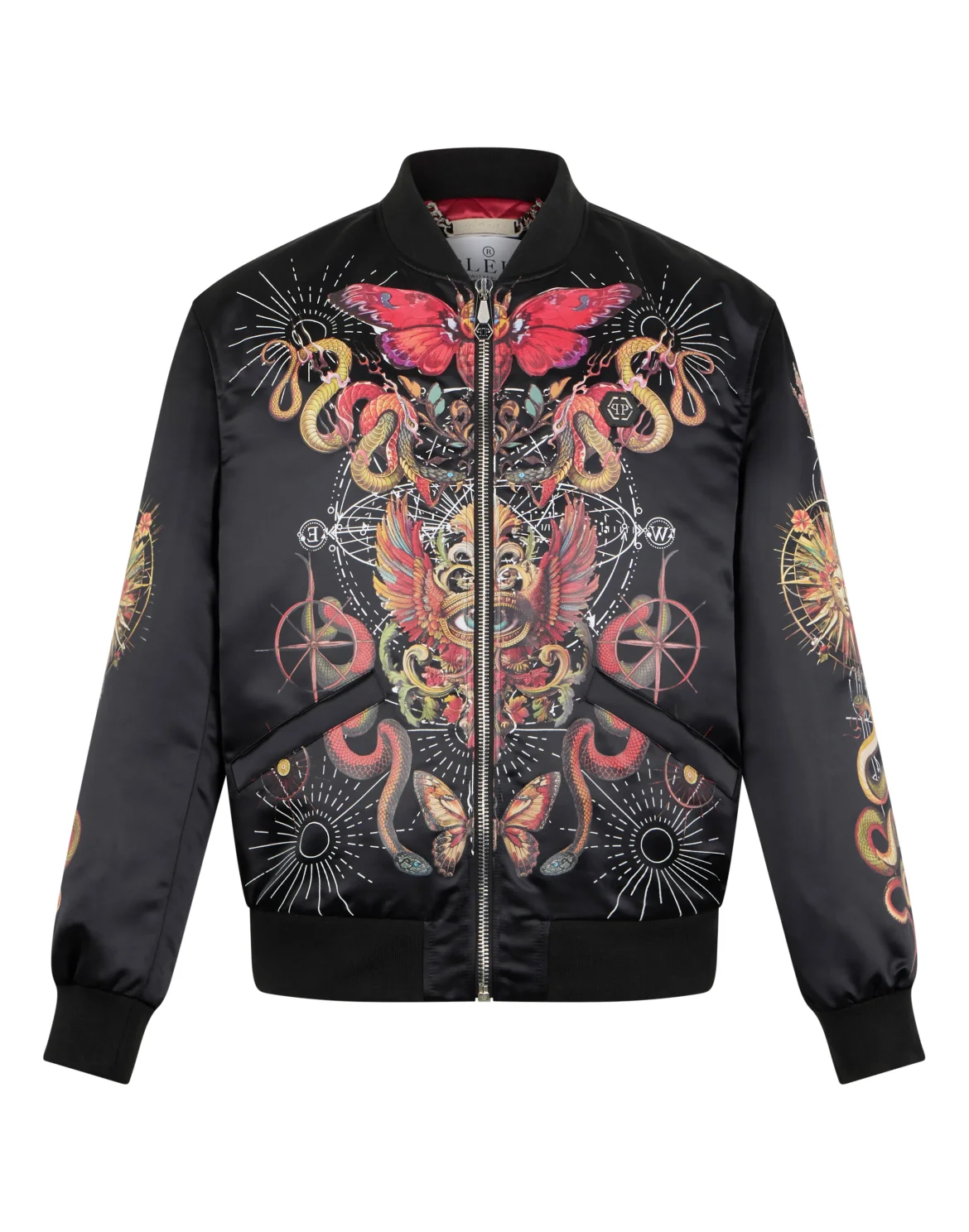 Printed Nylon Bomber Tattoo, цвет: Черный