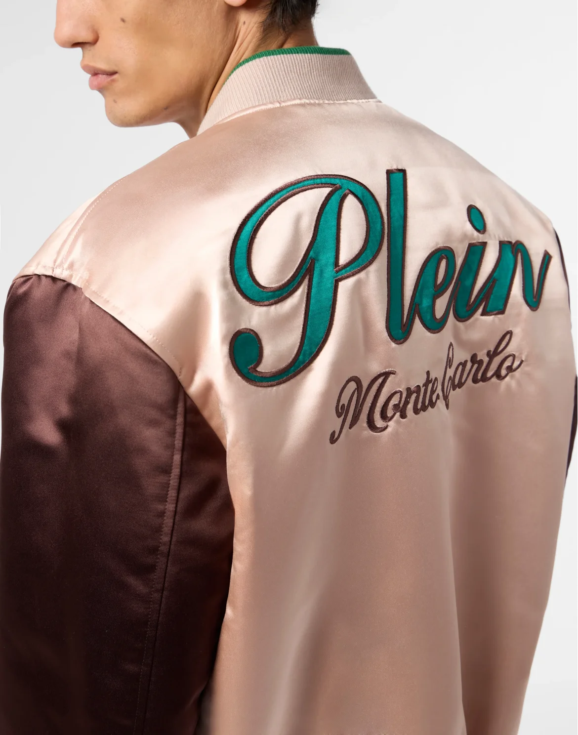 Shiny Satin College Bomber Signature Monte Carlo, цвет: Бежевый