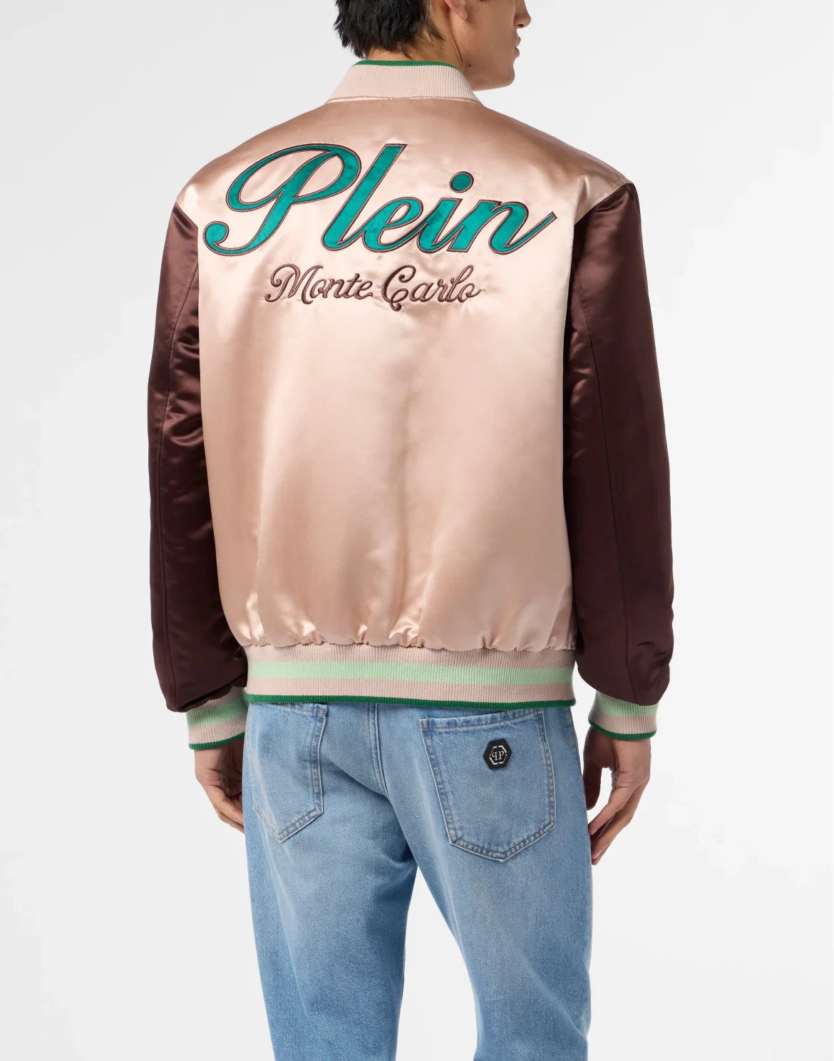 Shiny Satin College Bomber Signature Monte Carlo, цвет: Бежевый