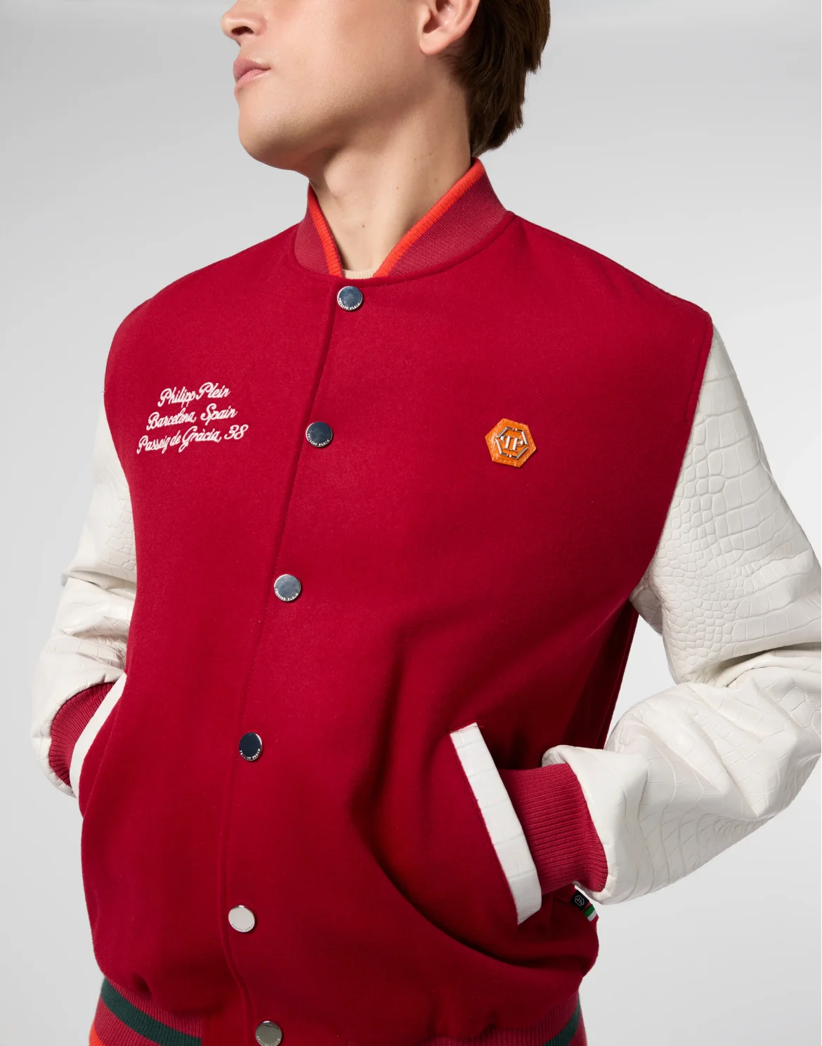 Varsity Bomber Cocco Sleeves Barcelona, цвет: Красный