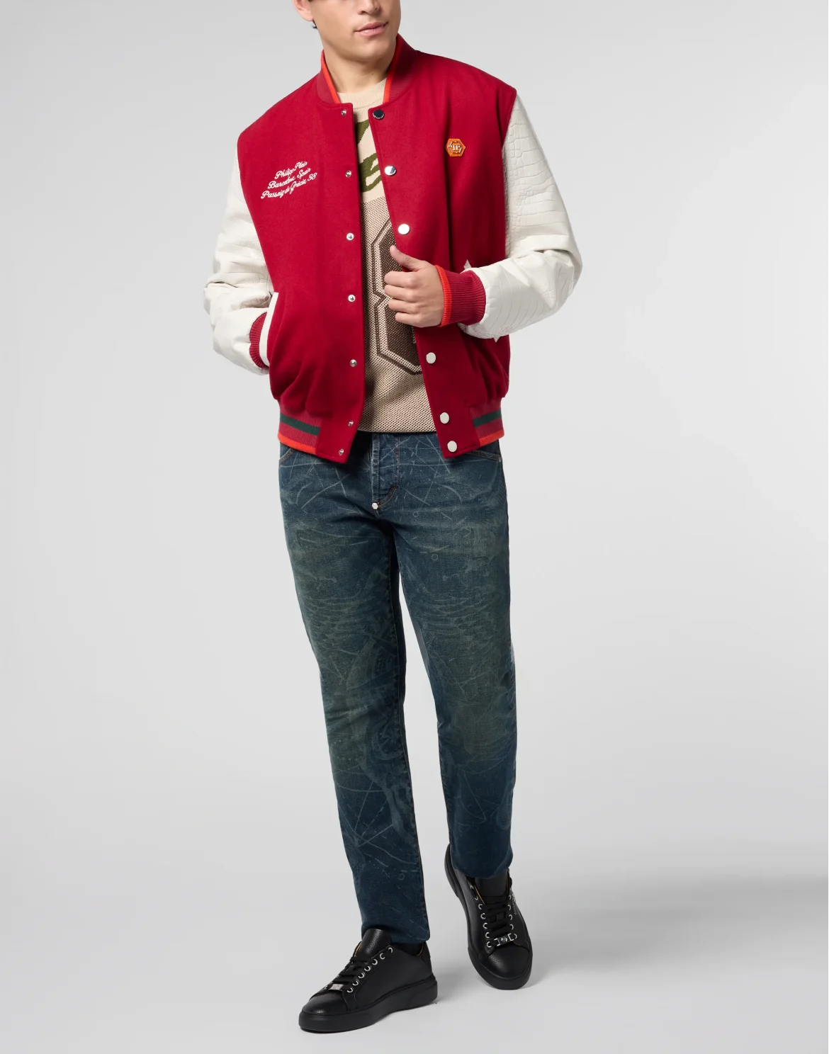 Varsity Bomber Cocco Sleeves Barcelona, цвет: Красный