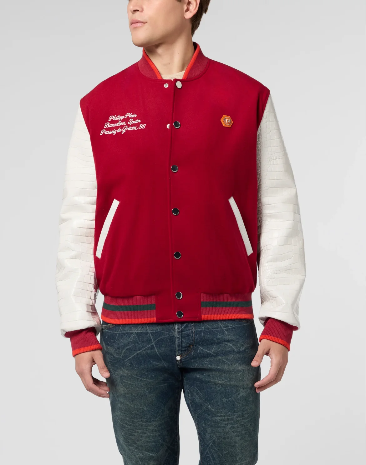 Varsity Bomber Cocco Sleeves Barcelona, цвет: Красный