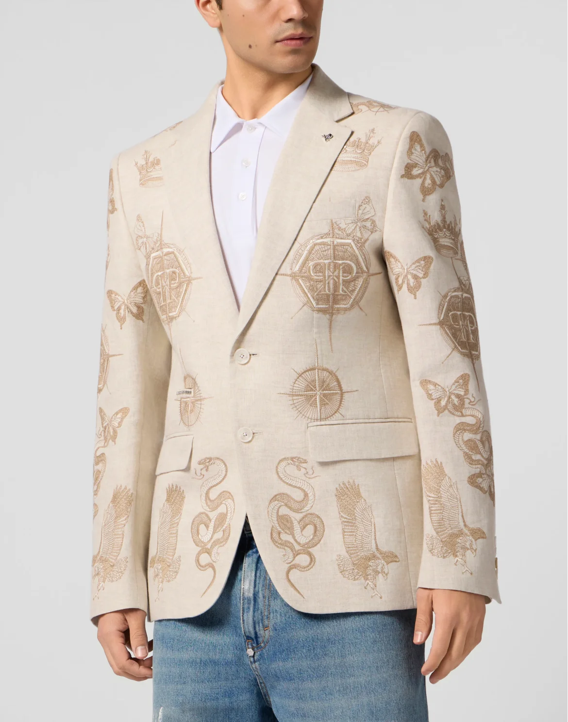 Gigolo Fit Blazer All-Over Tattoo, цвет: Бежевый