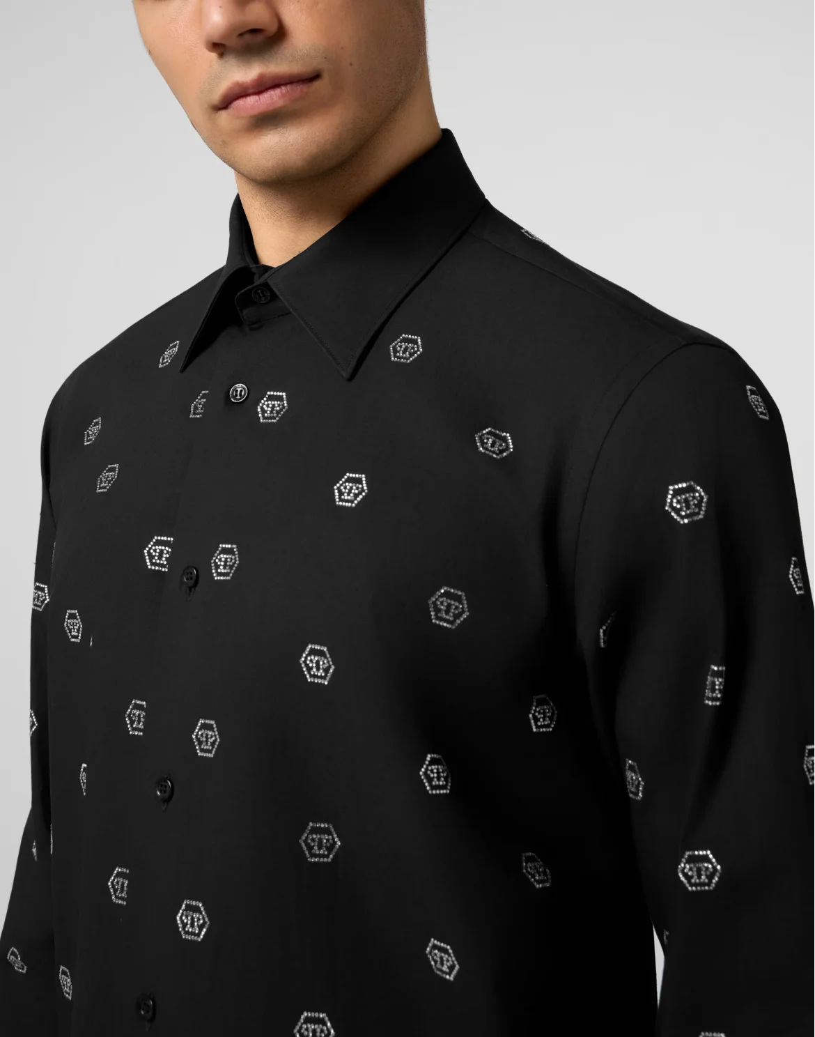 Sugar Daddy Cut Shirt Monogram Strass, цвет: Черный