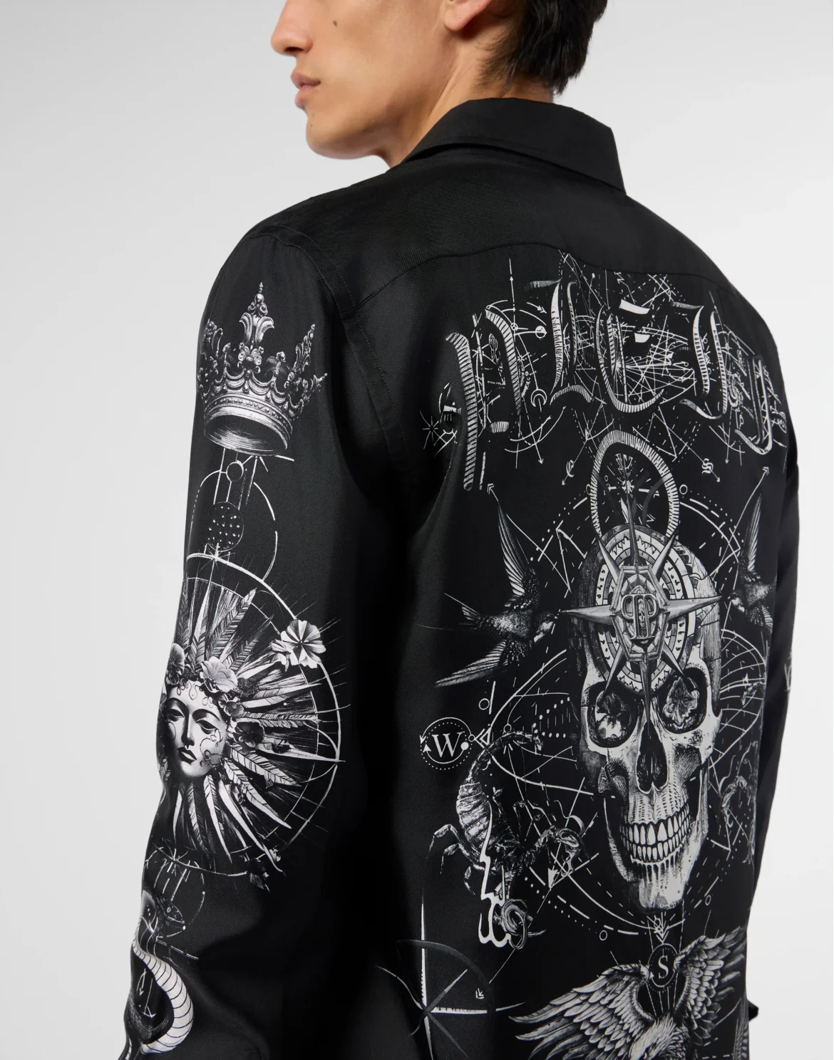 Silk Shirt All-Over Tattoo, цвет: Черный