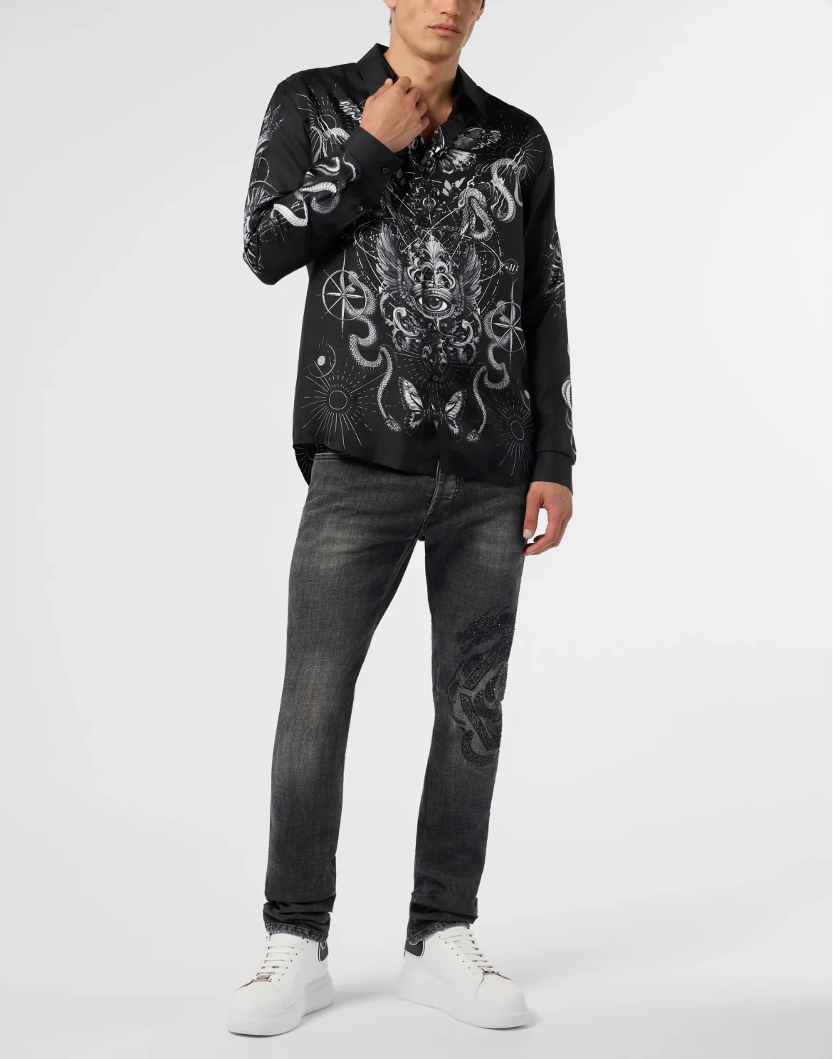Silk Shirt All-Over Tattoo, цвет: Черный
