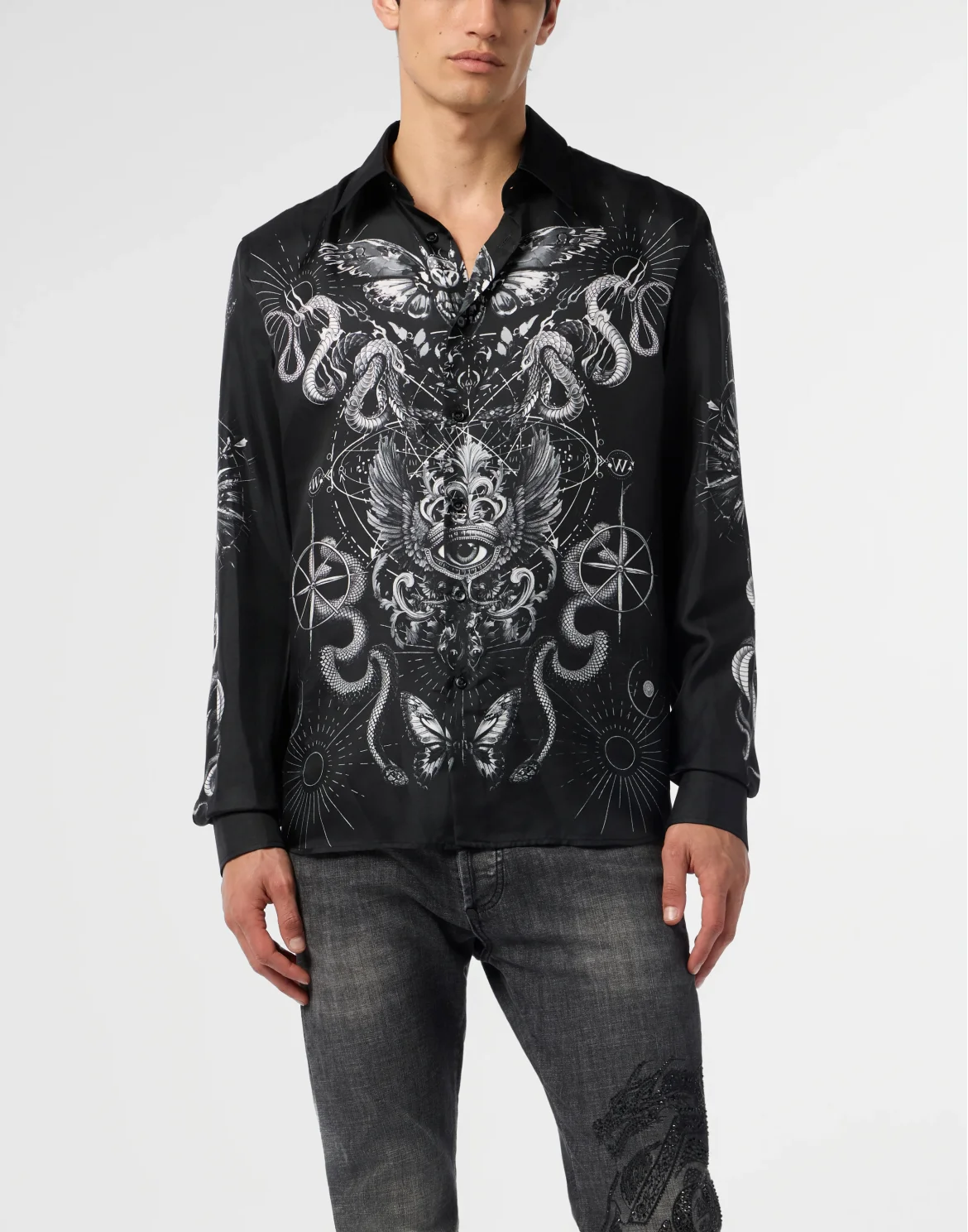 Silk Shirt All-Over Tattoo, цвет: Черный