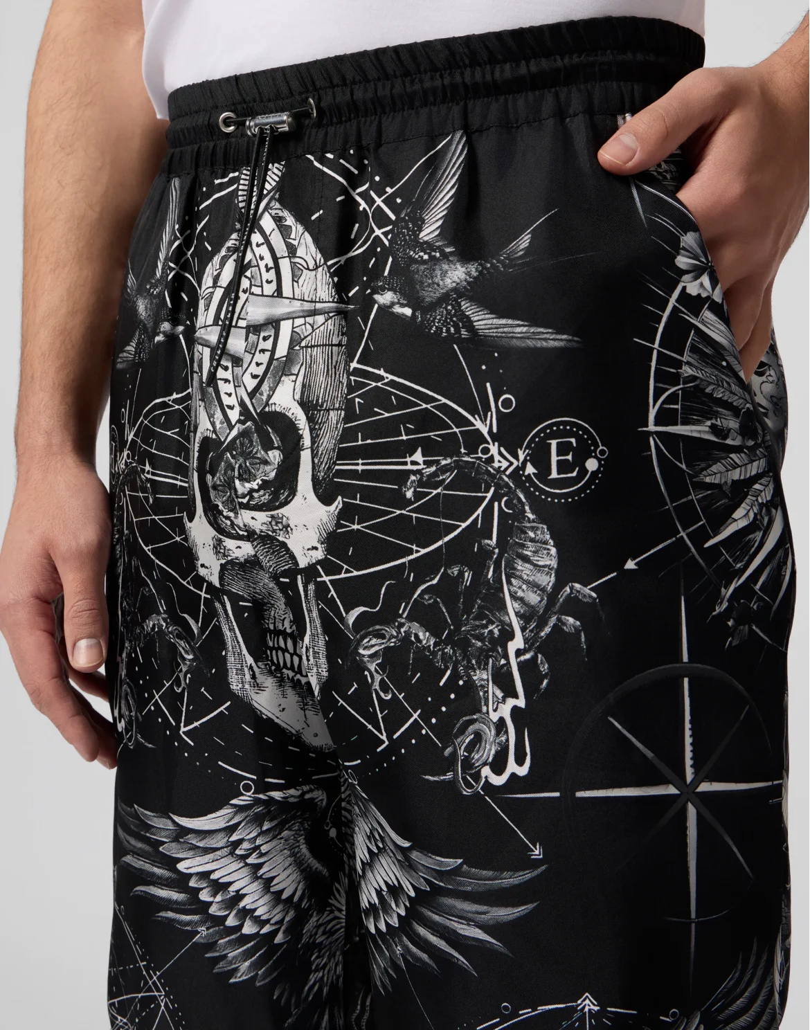 Silk Bowling Shorts All-Over Tattoo, цвет: Черный