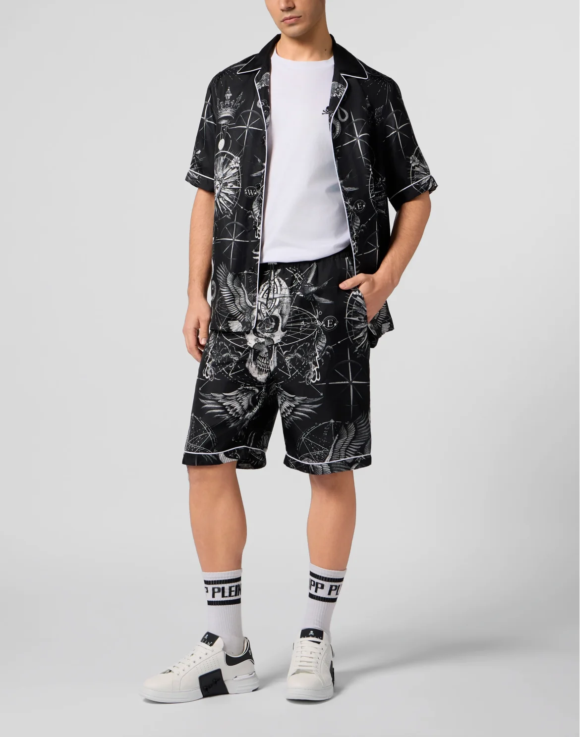 Silk Bowling Shorts All-Over Tattoo, цвет: Черный