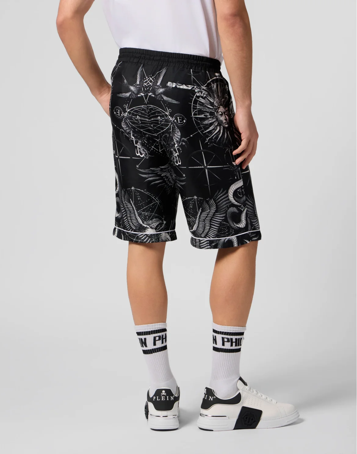 Silk Bowling Shorts All-Over Tattoo, цвет: Черный