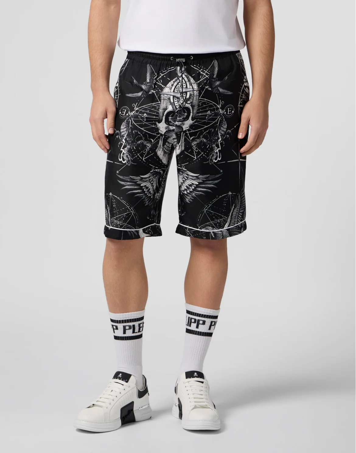 Silk Bowling Shorts All-Over Tattoo, цвет: Черный