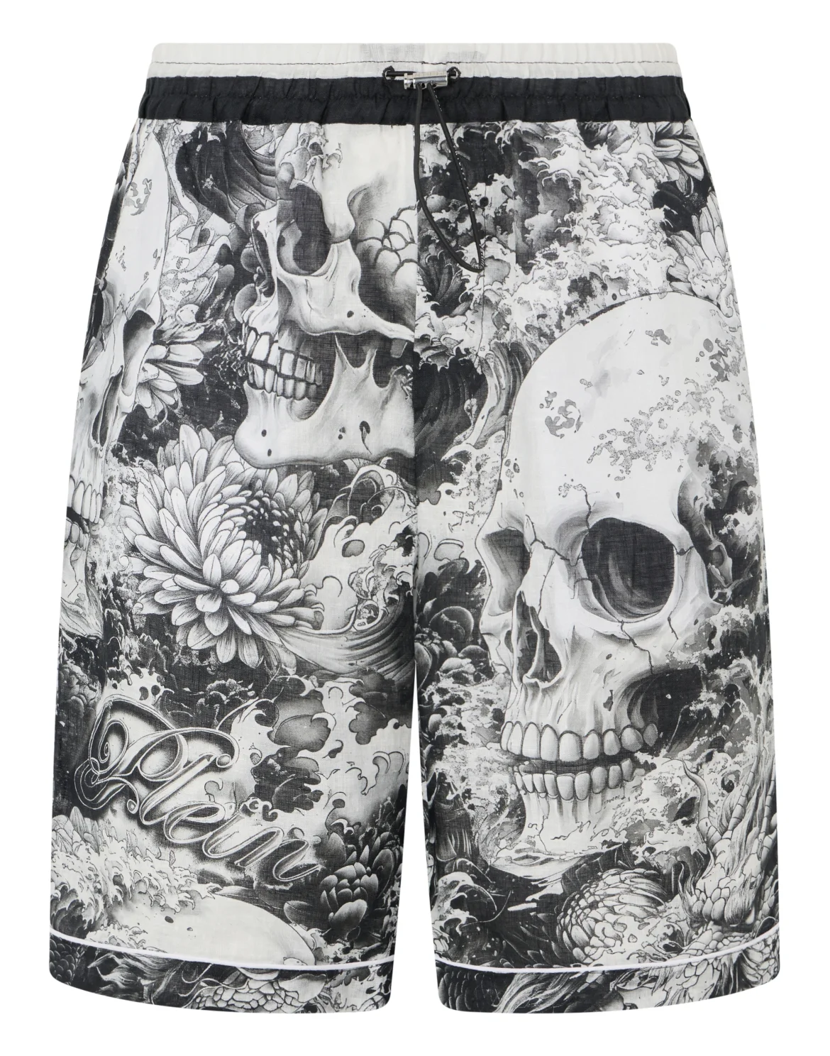 Linen Bowling Shorts All-Over Ceramic, цвет: Черный